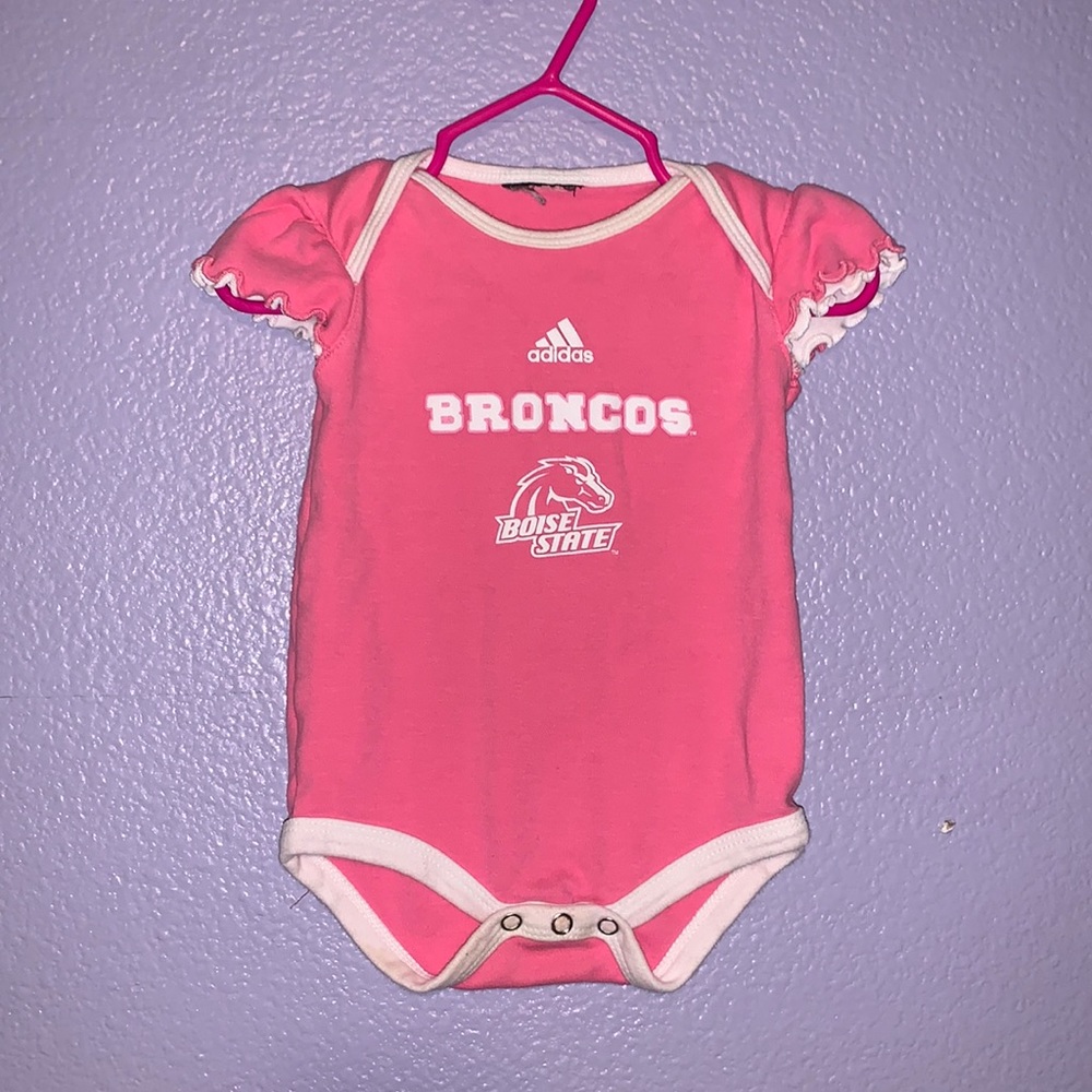 Adidas Boise State Broncos pink short sleeve onesie